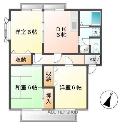 ウィン岡山[3DK/60.35m2]の間取図