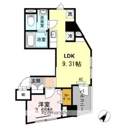 レジデンス東雪谷[1LDK/32.29m2]の間取図