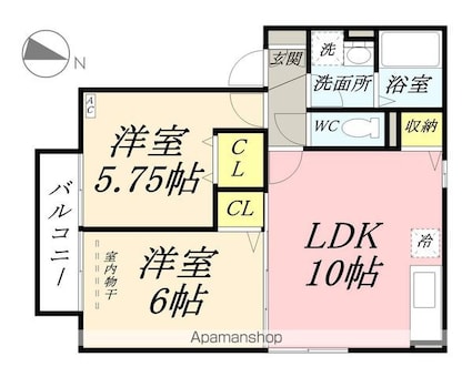 岡山県岡山市北区今保[2LDK/48.79m2]の間取図