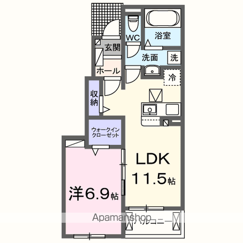 アスピレーション 102 ｜ 山梨県甲府市山宮町975-3（賃貸アパート1LDK・1階・44.20㎡） その2