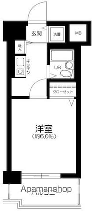 エクセリア世田谷上町[1K/18.56m2]の間取図
