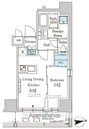 パークアクシス神田レジデンス[1LDK/33.34m2]の間取図