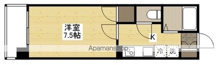 広島県広島市南区的場町２丁目[1K/24.46m2]の間取図
