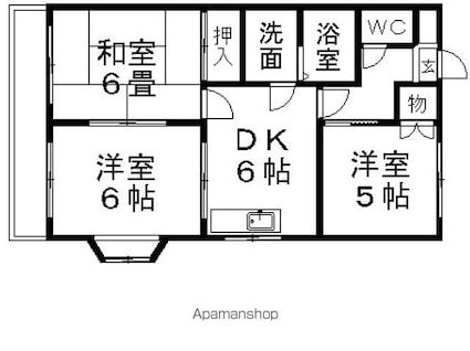 ヴェルクレール[3DK/51.3m2]の間取図