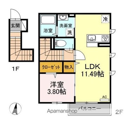 クレア富士見台[1LDK/41.98m2]の間取図