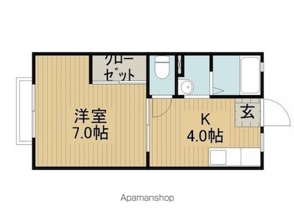 サンハイツ塚間Ｂ棟[1K/27.08m2]の間取図