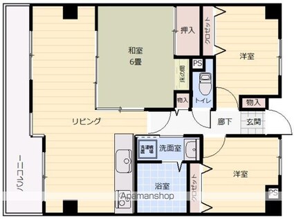 広島県広島市東区牛田東２丁目[3LDK/75.4m2]の間取図