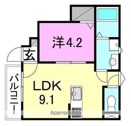Ｃａｓａ　Ｐａｃｉｆｉｃａ　ＰａｒｋＳｉｄｅ　Ｅａｓｔ[1LDK/31.18m2]の間取図