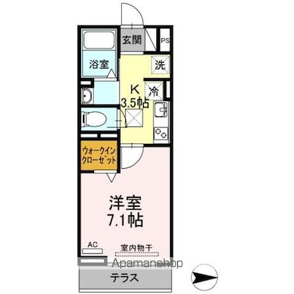 Ｄーグレイス　Ａ棟[1K/26.27m2]の間取図