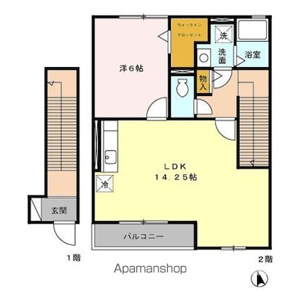 ウィスタリア・ガーデン　ＡＢ[1LDK/52.25m2]の間取図