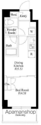 ハーモニーレジデンス高田馬場[1DK/25.5m2]の間取図