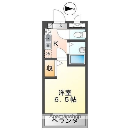 滋賀県東近江市八日市町[1K/21.44m2]の間取図