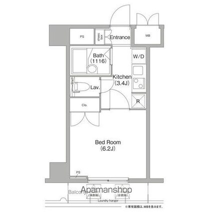 コンフォリア芝浦キャナル[1K/21.97m2]の間取図