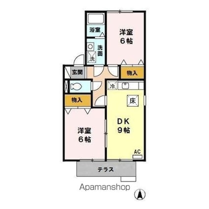 ヒルサイドテラス[2DK/50.12m2]の間取図