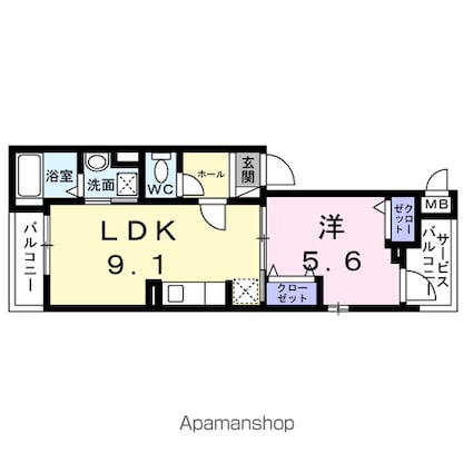 プチジャルダン[1LDK/35.25m2]の間取図
