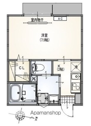 サニーパレス[1K/24.84m2]の間取図