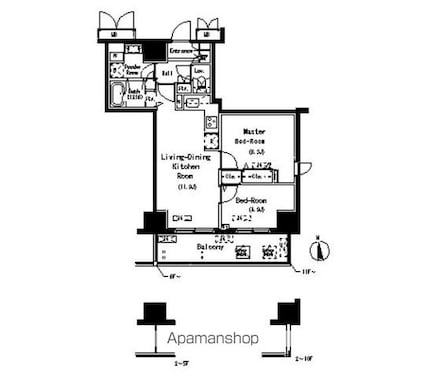 パークアクシス元浅草ステージ[2LDK/52.9m2]の間取図