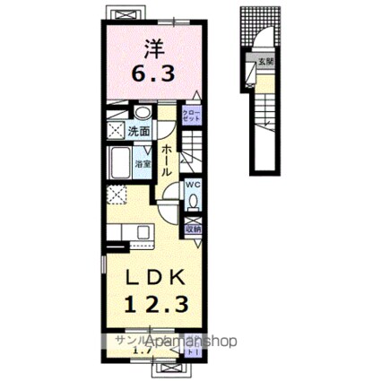 ペルル　プラージュ[1LDK/50.34m2]の間取図