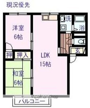 ラフォーレ壱番館[2LDK/54m2]の間取図