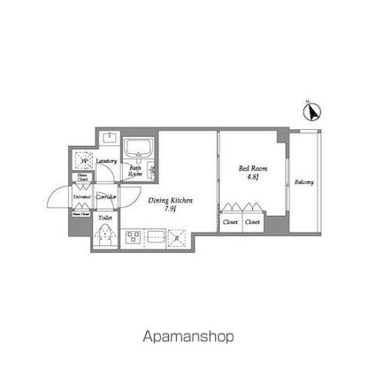 プラネソシエ青戸[1DK/31.64m2]の間取図