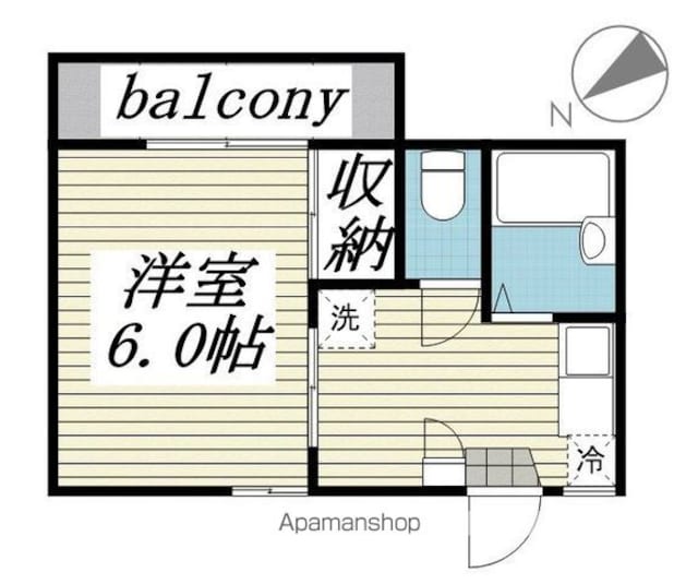 エルハイツ石井Ｂ棟[1K/22.27m2]の間取図