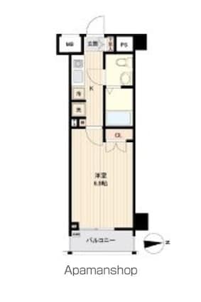 オーキッドレジデンス大泉学園[1K/23.22m2]の間取図