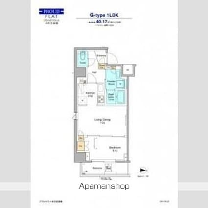 プラウドフラット本所吾妻橋[1LDK/40.17m2]の間取図