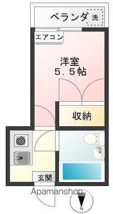 東京都中野区大和町１丁目[1K/16m2]の間取図