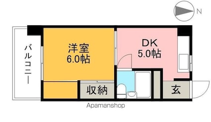 ＡＲＶＯ，ＢＬＤ[1DK/24.75m2]の間取図