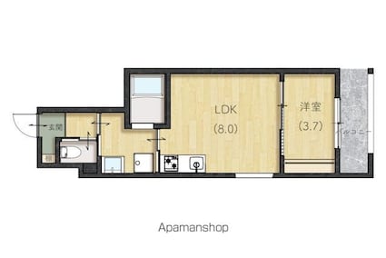 Ｌｉｅｎ草津浜町[1LDK/29.42m2]の間取図