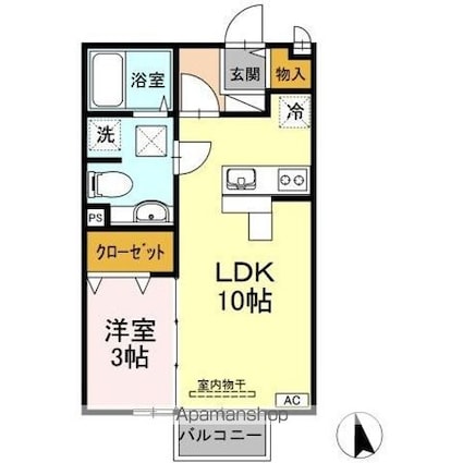 ステラ壱番館[1LDK/33.39m2]の間取図