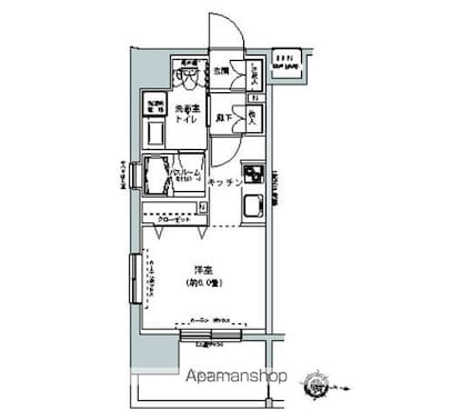 パークキューブ板橋本町[1K/24.65m2]の間取図