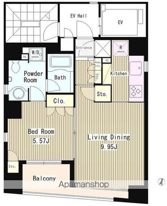 コートラクリア日本橋[1LDK/43.99m2]の間取図
