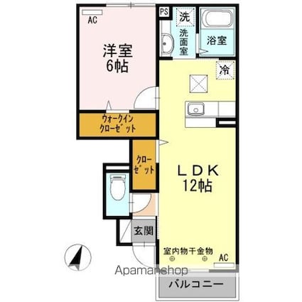 Ｇｒａｃｉａｓ（グラシアス）　Ａ[1LDK/43.23m2]の間取図
