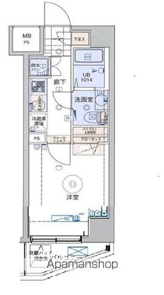 ブライズ高井戸[1K/21.65m2]の間取図