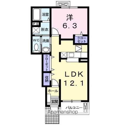 ソル・レヴェンテ　ドゥーエ[1LDK/45.25m2]の間取図
