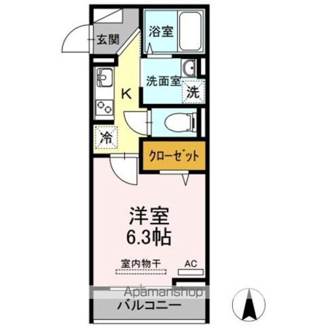 Ｐｒｅｎｄｒｅ　Ｓｉｍｏｎｓ（プランドール　シモンズ）[1K/24.77m2]の間取図