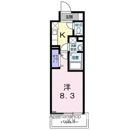 ホワイトマーベル[1K/28.09m2]の間取図