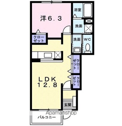 ペアセロベＢ[1LDK/46.49m2]の間取図