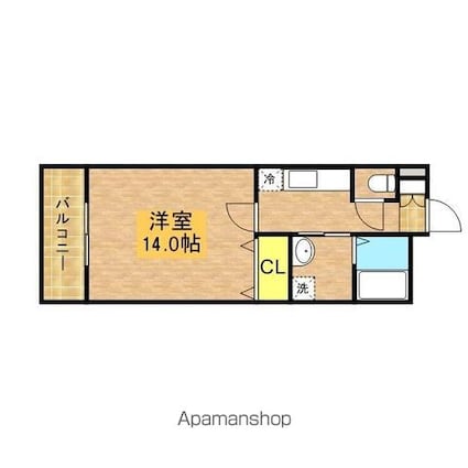 フォレステージュ天神[1K/37.82m2]の間取図