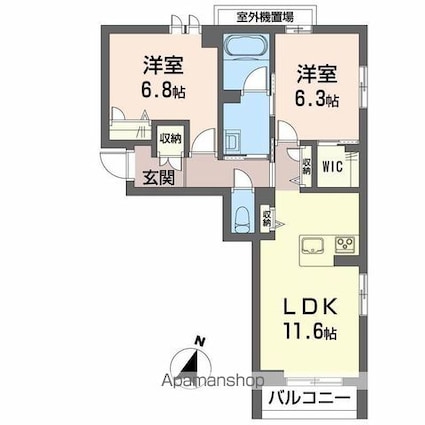 シャーメゾン　ヴェルジェ[2LDK/63.26m2]の間取図