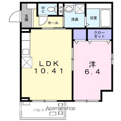 ポノ　ククナ[1LDK/40.7m2]の間取図
