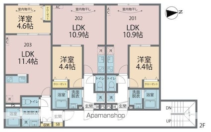 カインドネス八王子元横山町[1LDK/34.78m2]の間取図