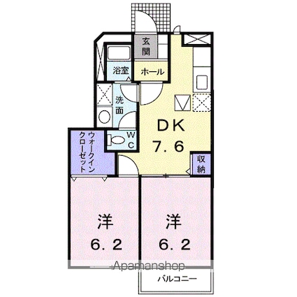 シャングリラＥ[2DK/47.07m2]の間取図