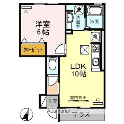 和歌山県岩出市備前[1LDK/37.16m2]の間取図