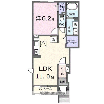 カーサ　折目[1LDK/43.61m2]の間取図