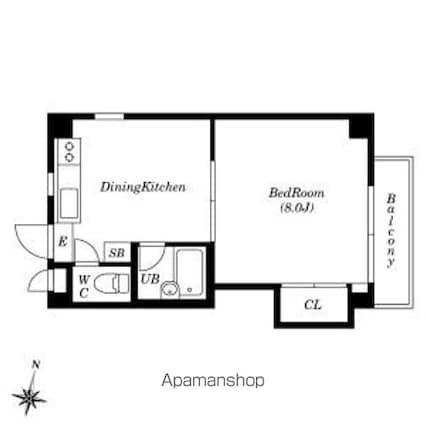 グランドール世田谷[1DK/29.4m2]の間取図