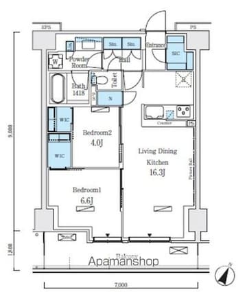 ロイヤルパークス赤羽ノース[2LDK/65.5m2]の間取図
