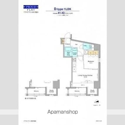 プラウドフラット西早稲田[1LDK/41.42m2]の間取図