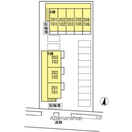 セジュールハゴロモ　Ａ棟[1K/22.52m2]の配置図